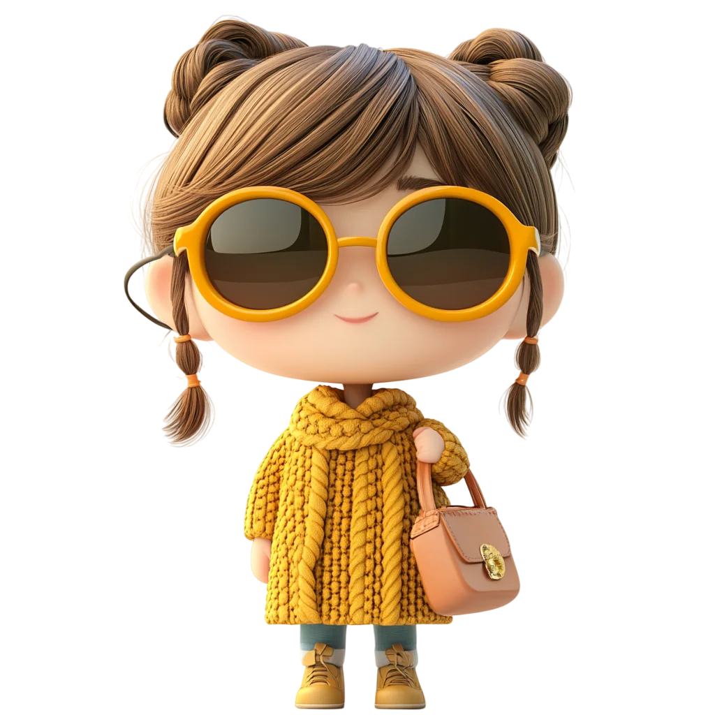 Cute Chibi Girl In Yellow Sweater PNG