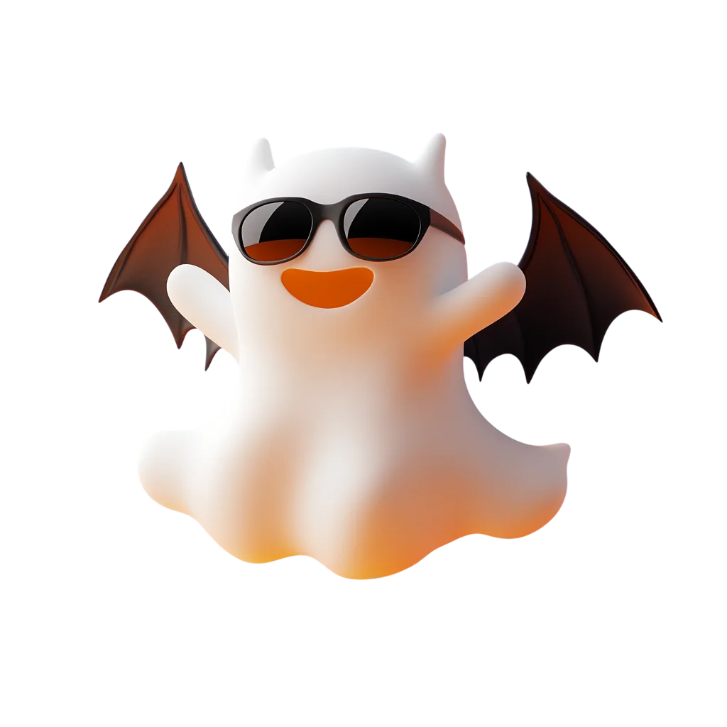 Cute Ghost Wearing Sunglasses Free PNG