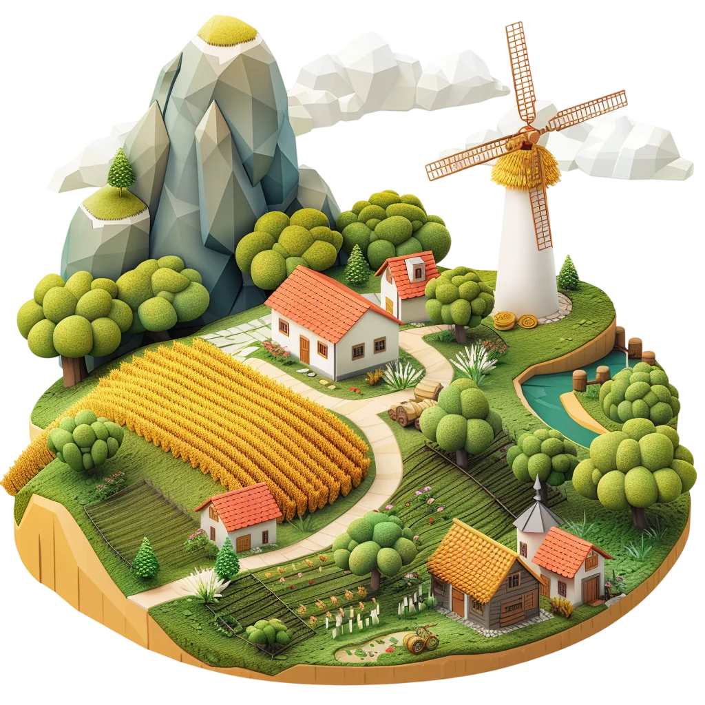 Micro Countryside Farmland Island Village PNG