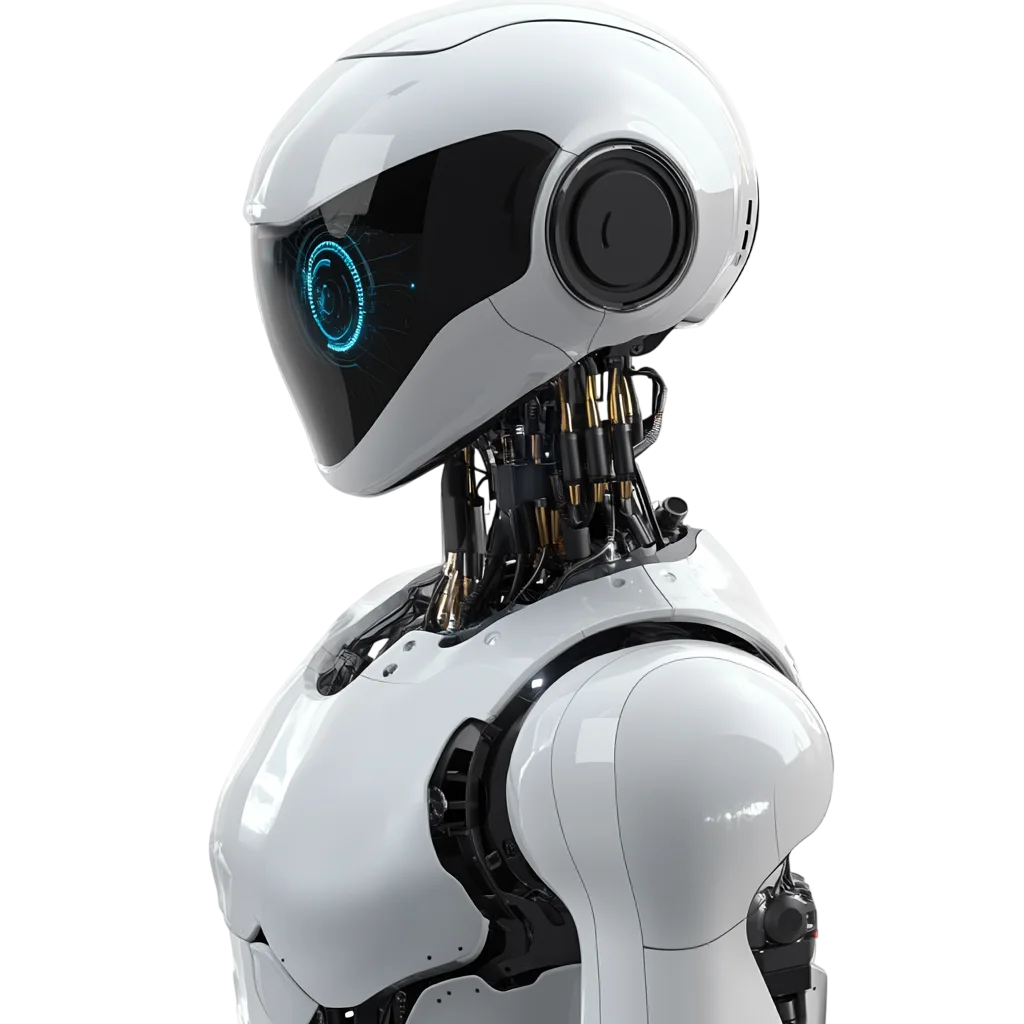 Futuristic White AI Robot Bust Free PNG