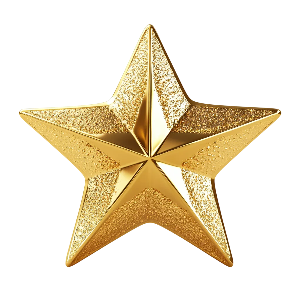 Shiny Gold Star Award Element Free PNG