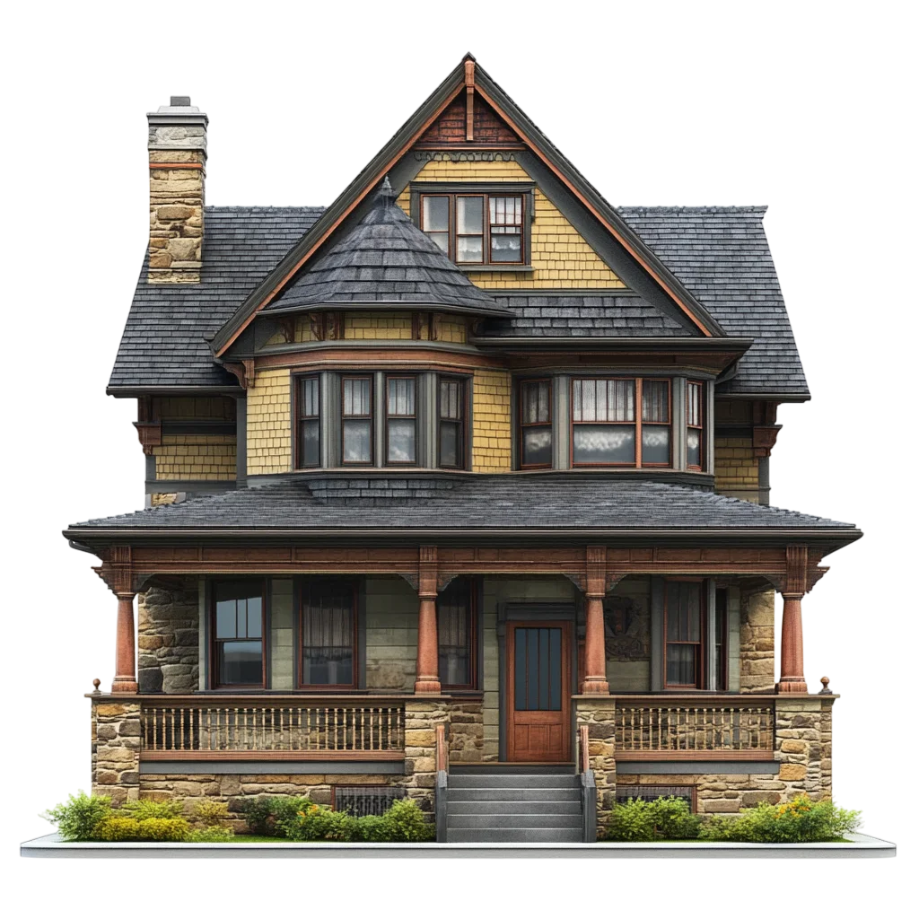 Traditional Two Story Family House PNG