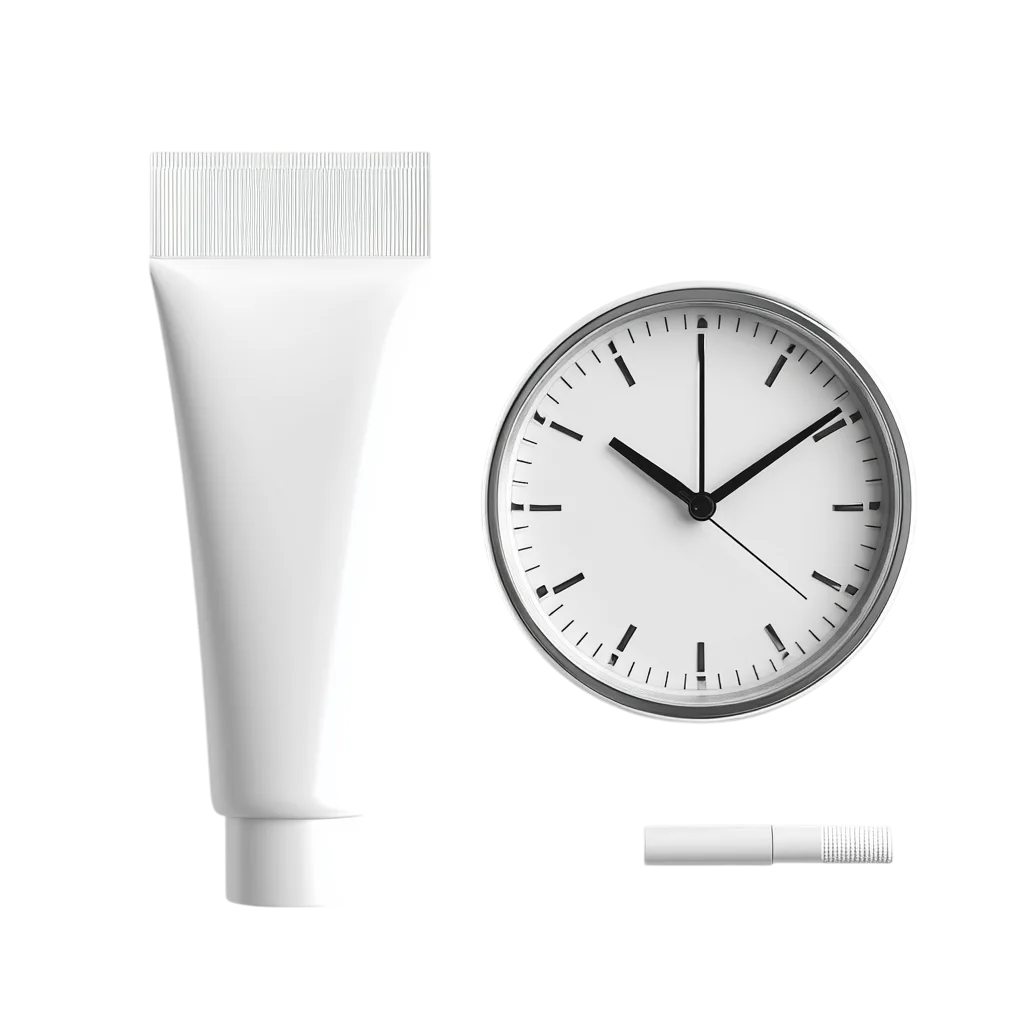 Bathroom Skincare Cream Tube And Clock PNG