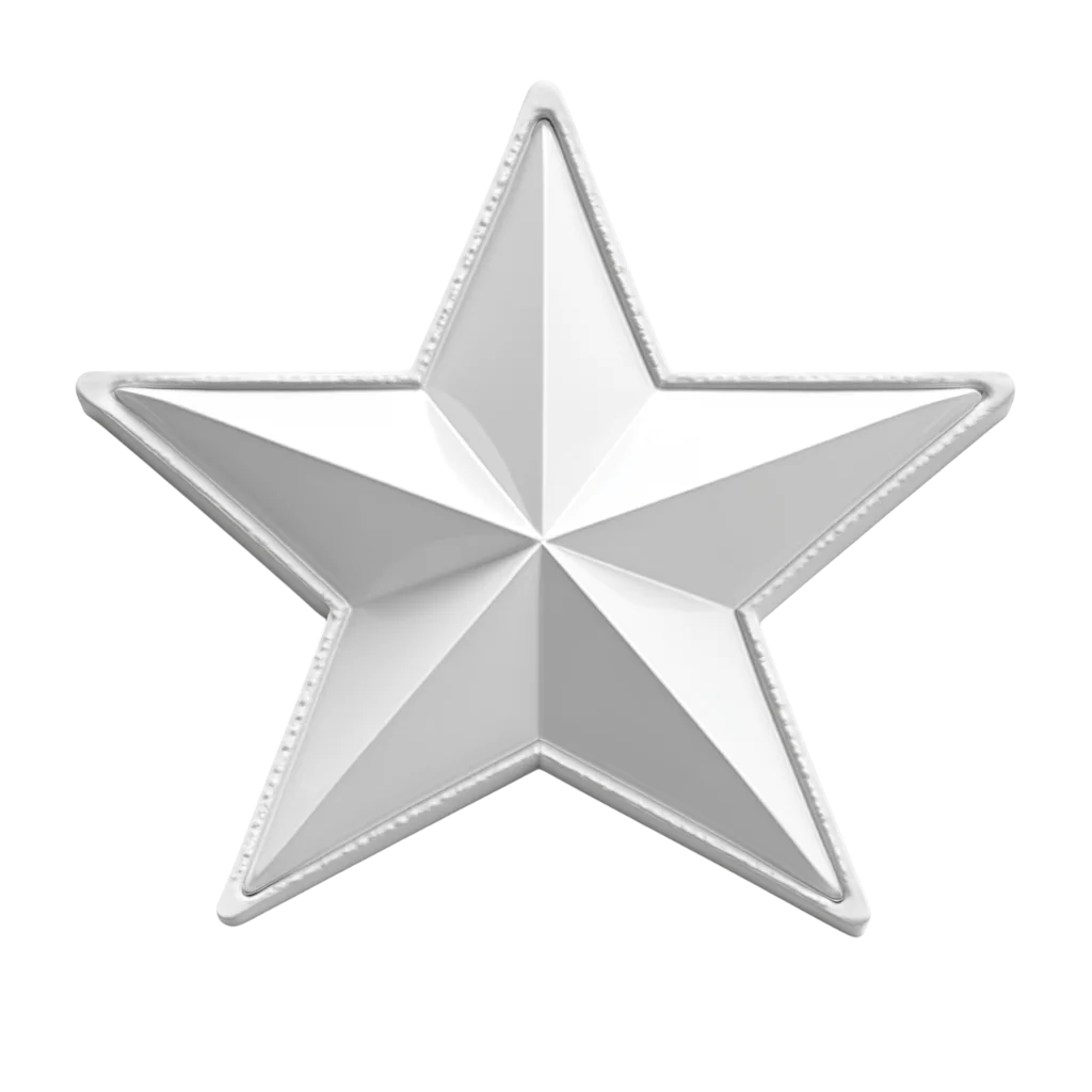 Shiny Silver Star Award Element Free PNG