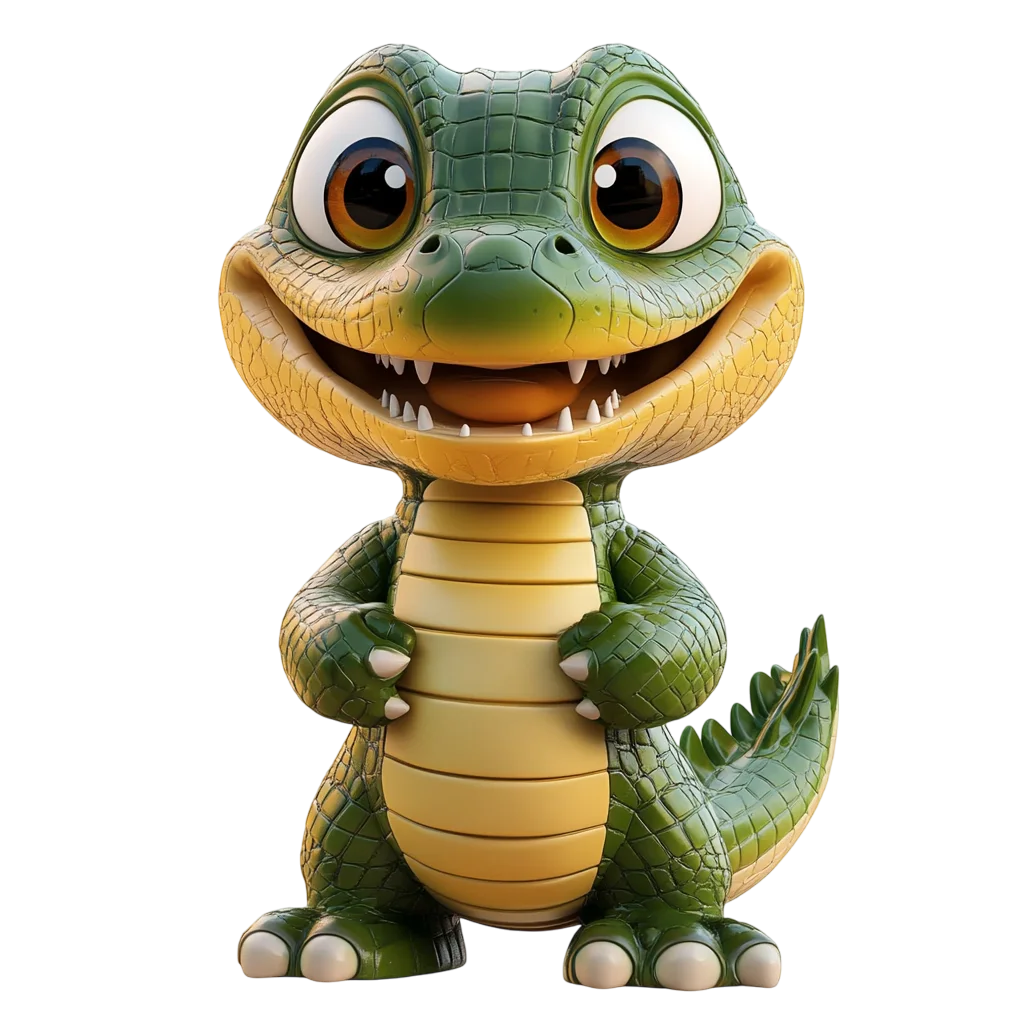 Cute Cartoon Smiling Alligator Free PNG