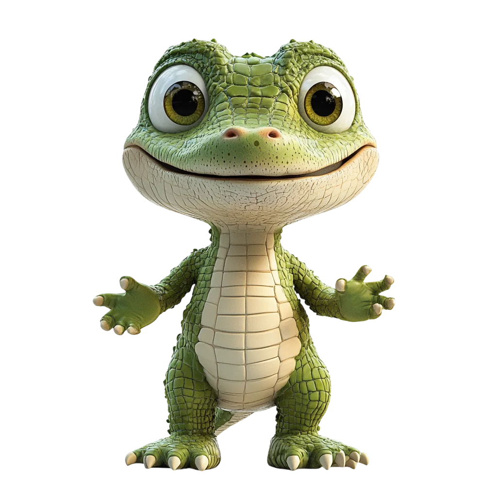 Cute Cartoon Little Alligator Free PNG