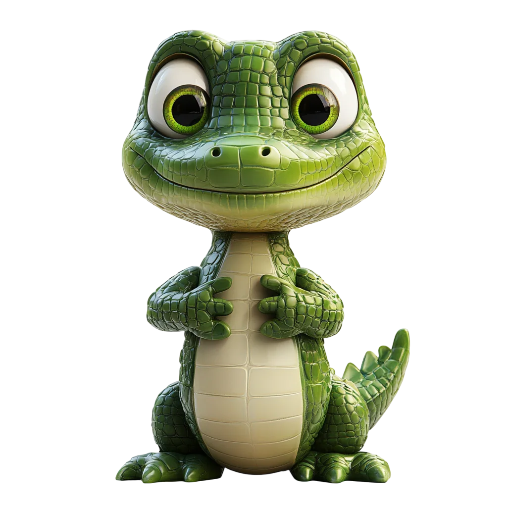 Cute Cartoon Alligator Standing Free PNG