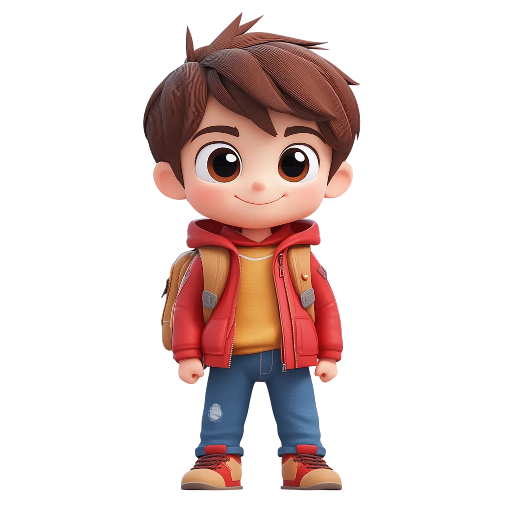 Cute Chibi Boy In Red Jacket Free PNG Image