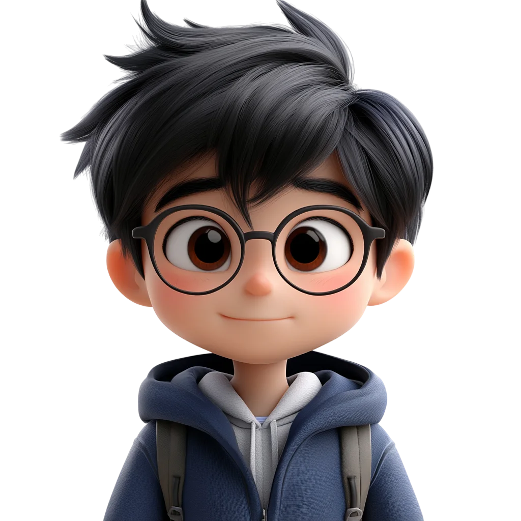 Cute Chibi Boy With Glasses And Hoodie Free PNG