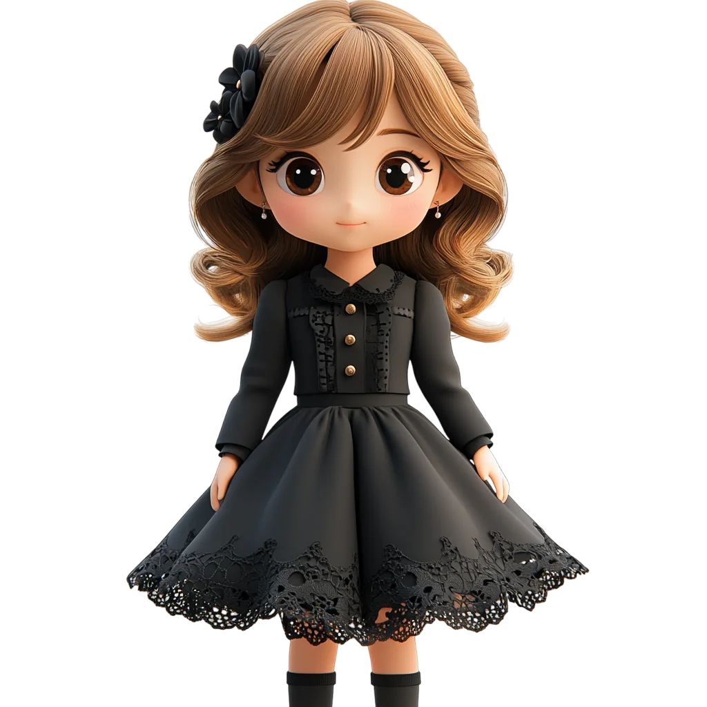Cute Chibi Gothic Dress Girl Free PNG