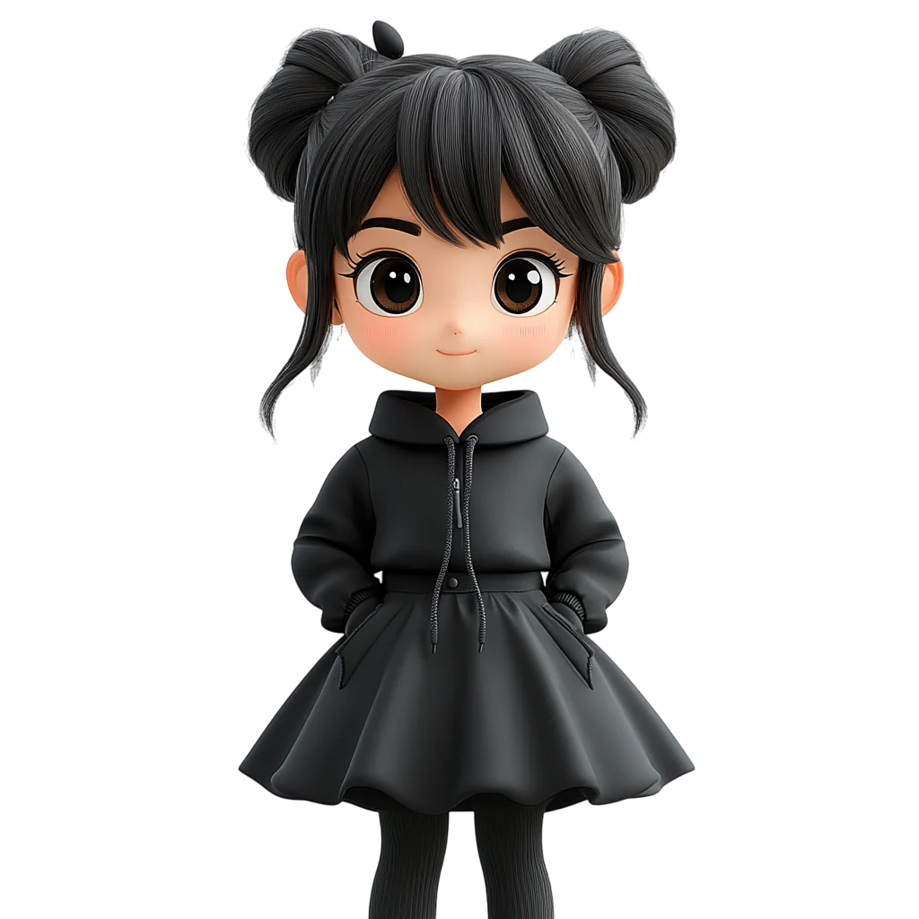 Cute Chibi Gothic Girl In Coat Free PNG