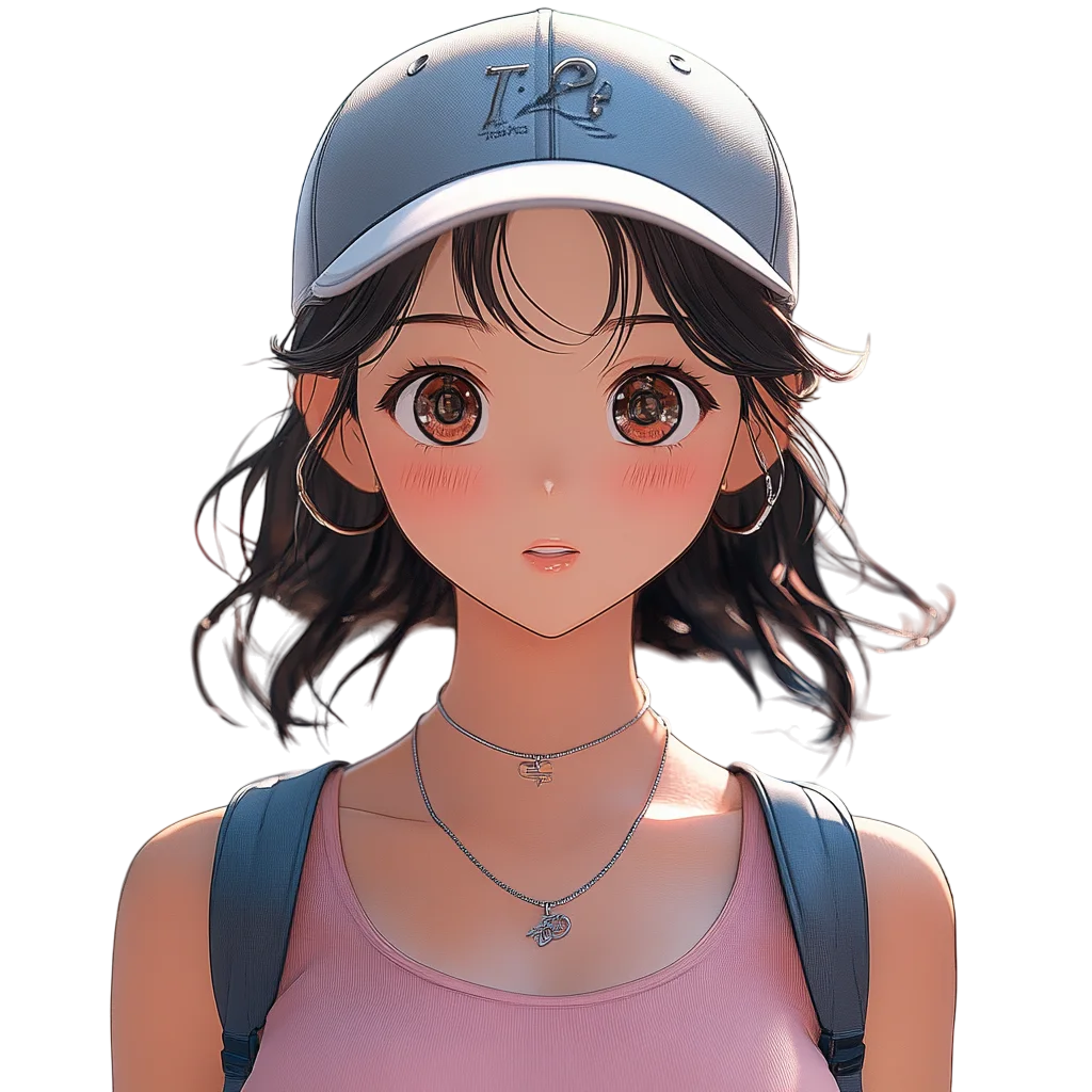 Cute Chibi Girl In Cap Tank Top Free PNG