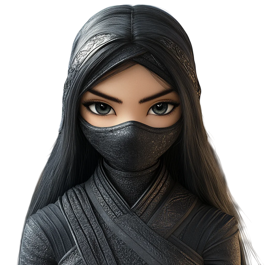 Cute Female Ninja Assassin Portrait Free PNG