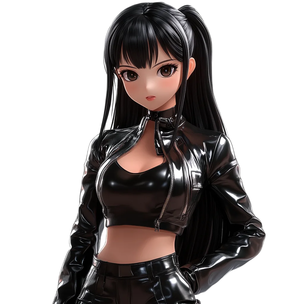 Cute Chibi Crop Top Biker Girl Free PNG