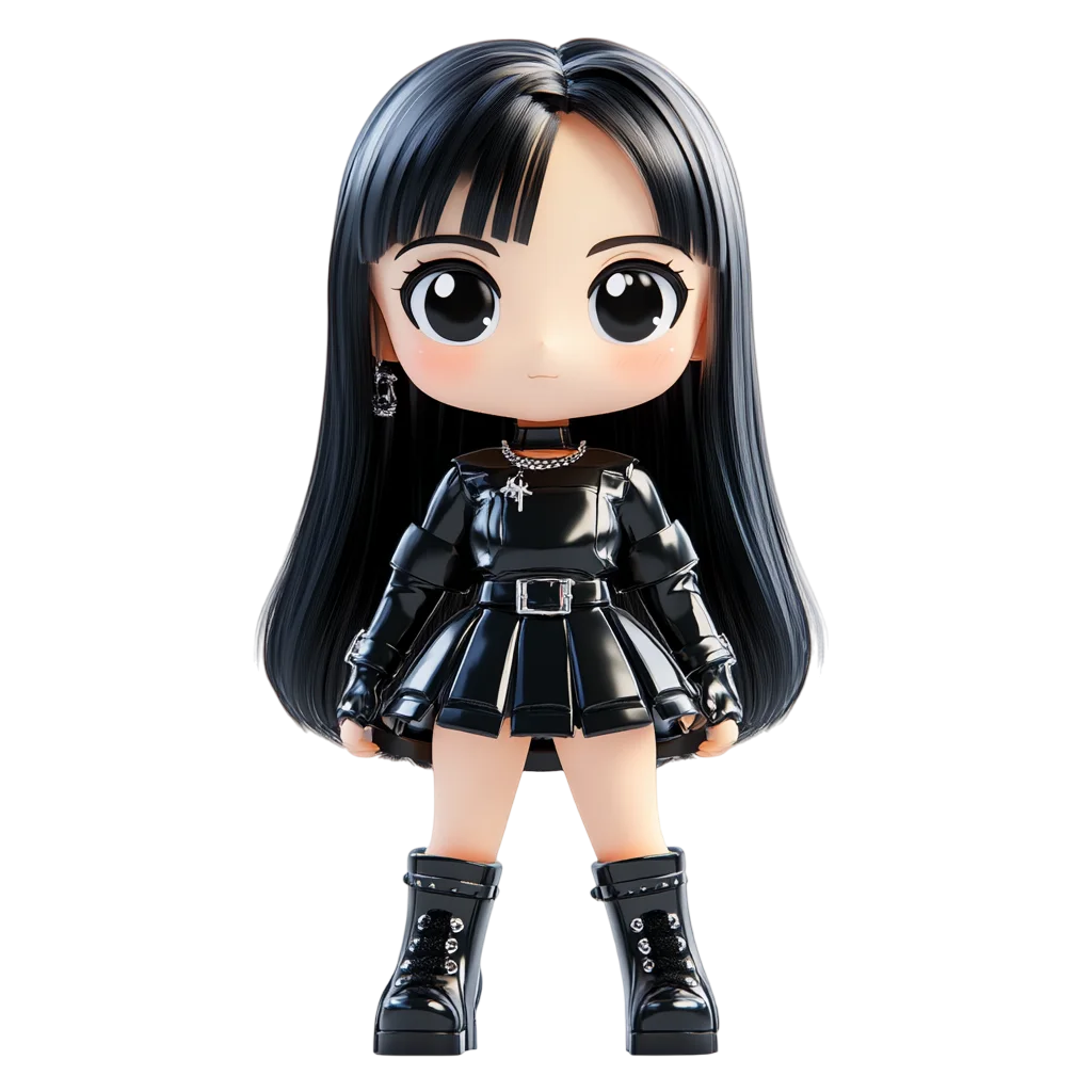 Cute Chibi Gothic Girl Figurine Free PNG