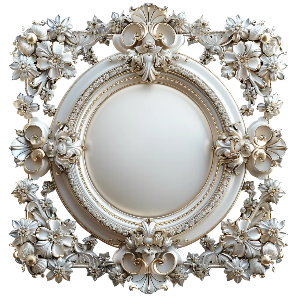 Vintage White Ornate Decorative Mirror Free PNG
