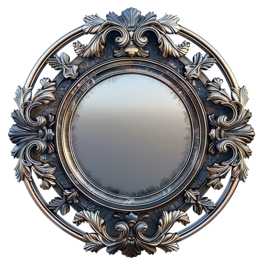 Vintage Black Ornate Decorative Mirror Free PNG