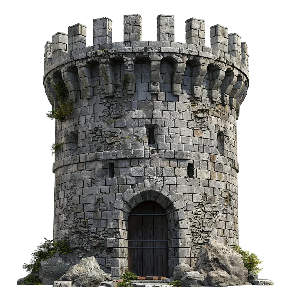 Medieval Round Stone Castle Tower Free PNG