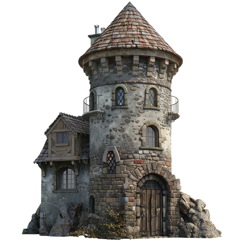Medieval Stone Castle Tower With Roof Free PNG