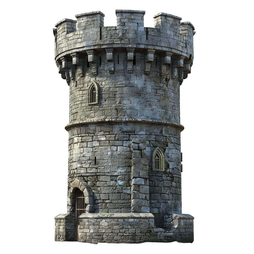 Medieval Round Stone Castle Tower Free PNG