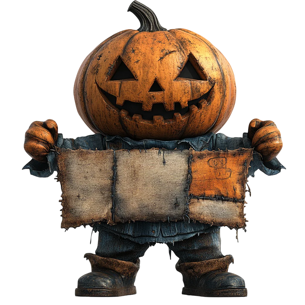 Spooky Halloween Scarecrow Pumpkin Free PNG