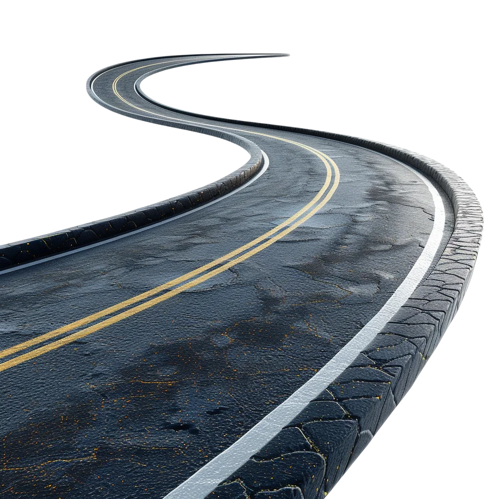 Curved Asphalt Road Perspective Free PNG