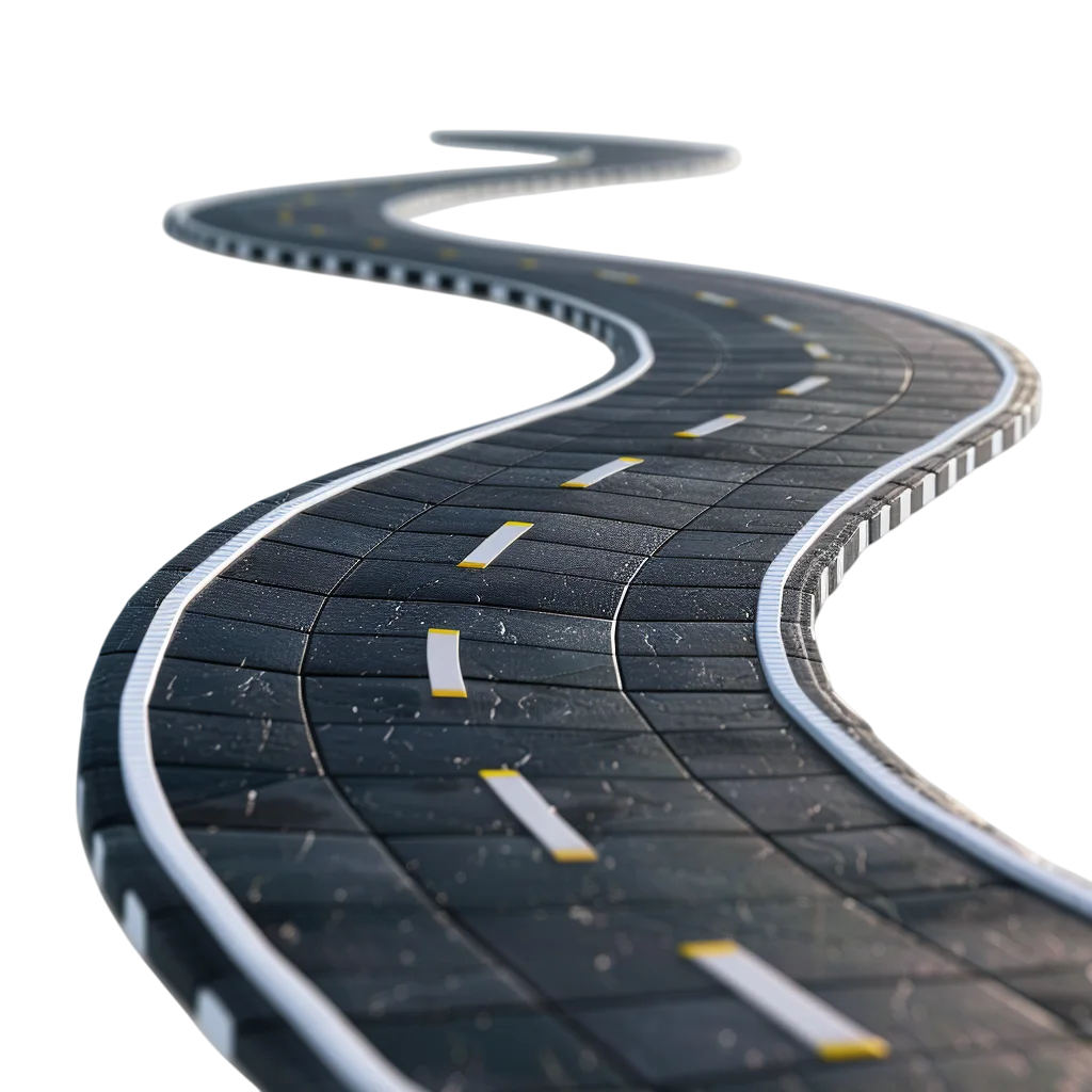 Curved Stone Paved Road Perspective Free PNG