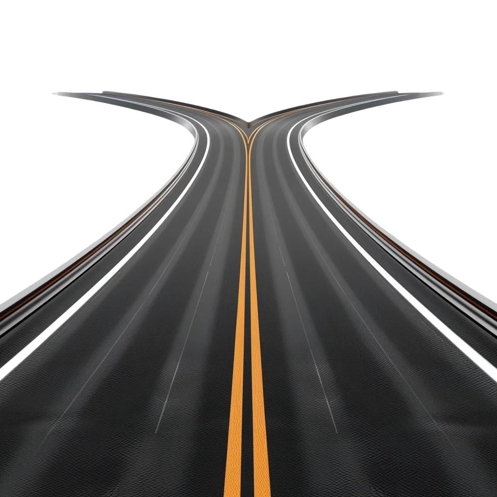 Asphalt Road Y Junction Fork Free PNG