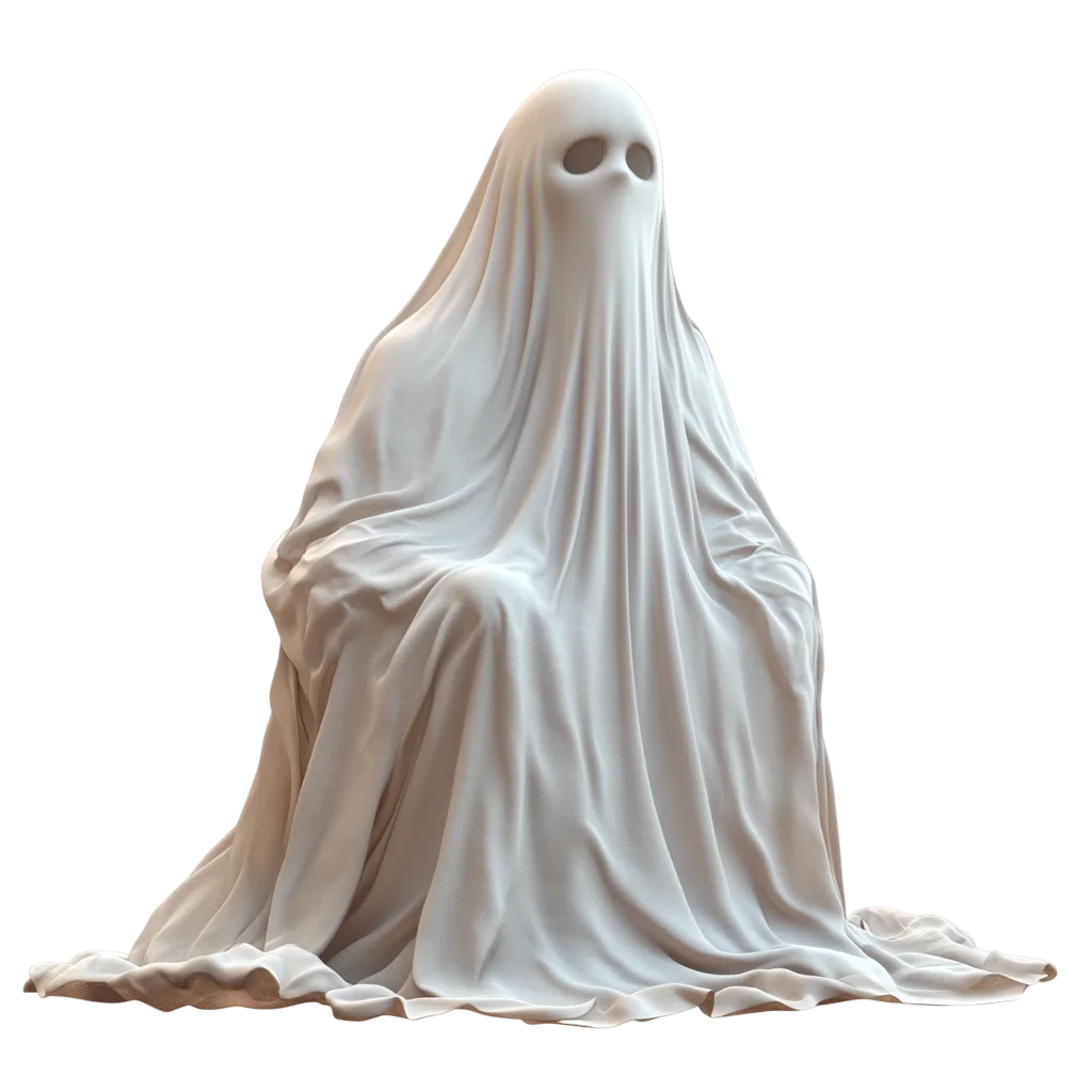 Spooky Halloween White Sitting Ghost Free PNG