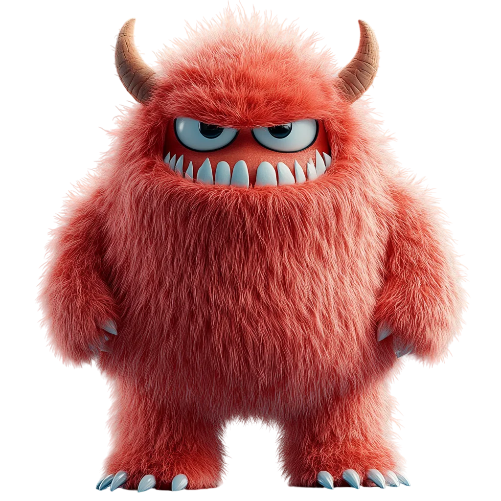 Spooky Cute Fuzzy Red Monster Character Free PNG