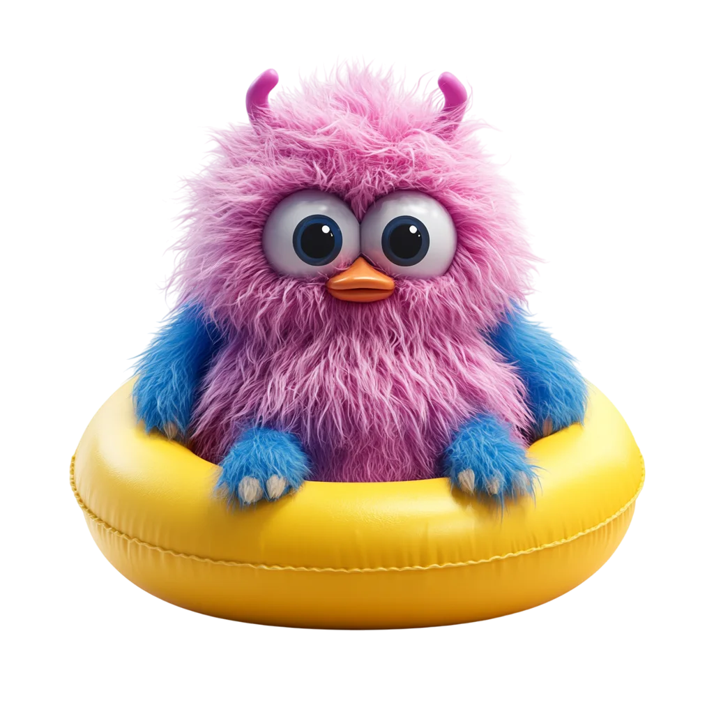 Spooky Cute Fuzzy Purple Monster In Float Free PNG