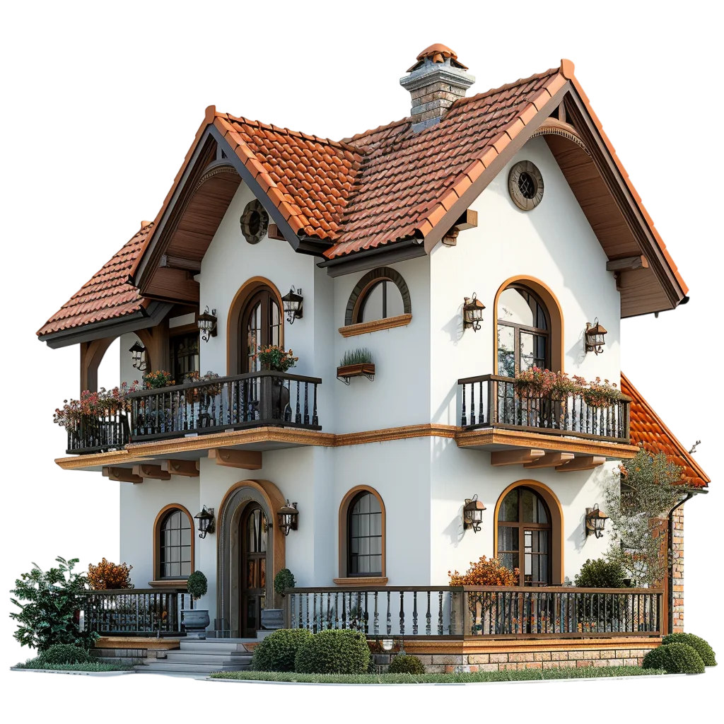 Traditional European Style House Model Free PNG