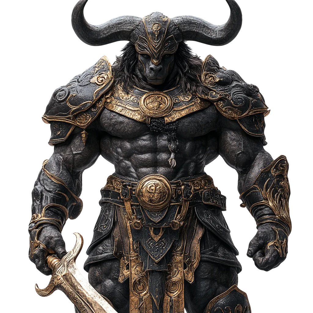 Fierce Fantasy Minotaur Dark Warrior Free PNG