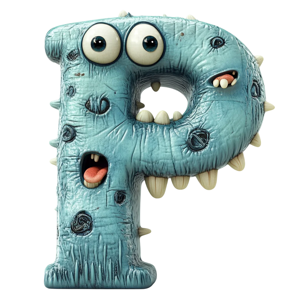 Spooky Cute Monster Alphabet Letter P Free PNG