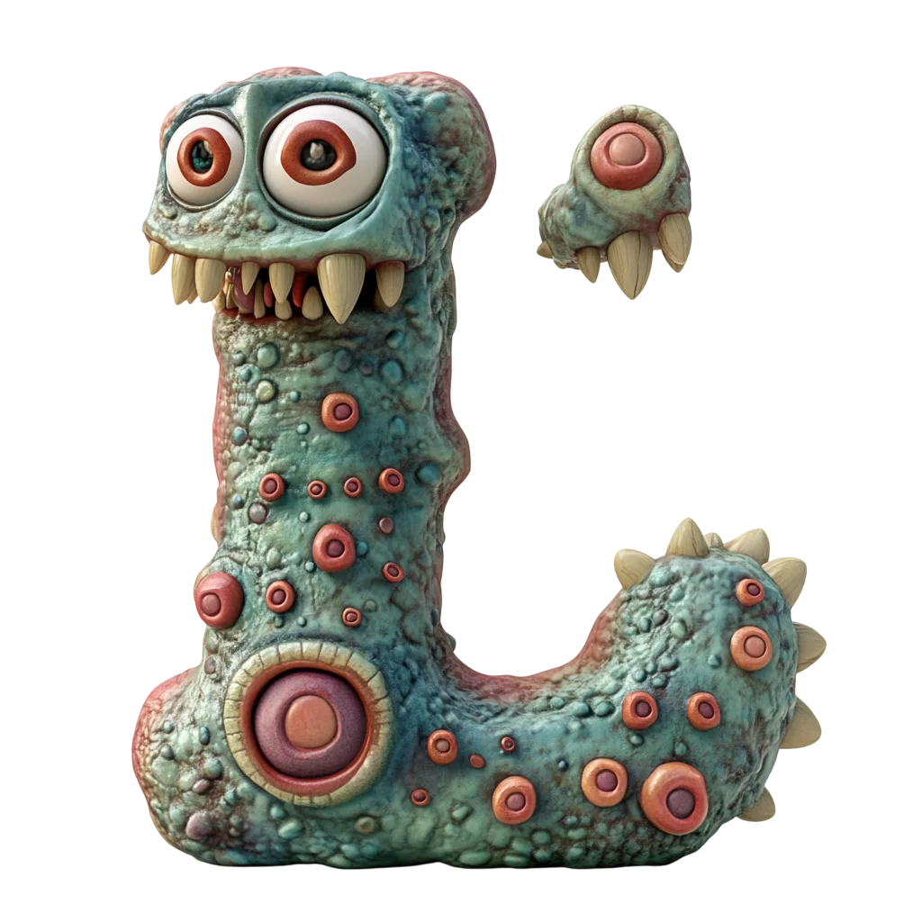 Spooky Cute Monster Alphabet Letter L Free PNG