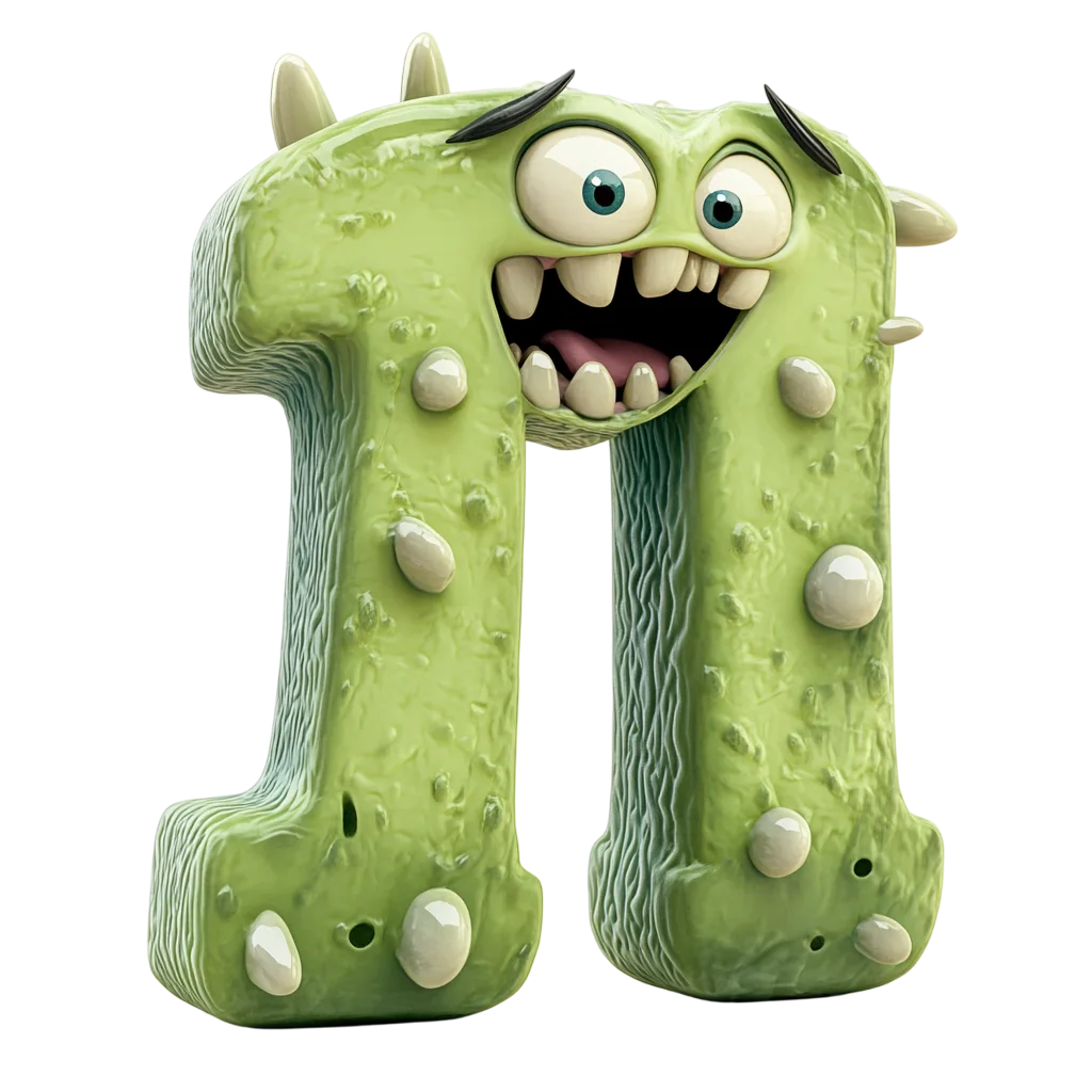 Spooky Cute Monster Alphabet Letter N Free PNG