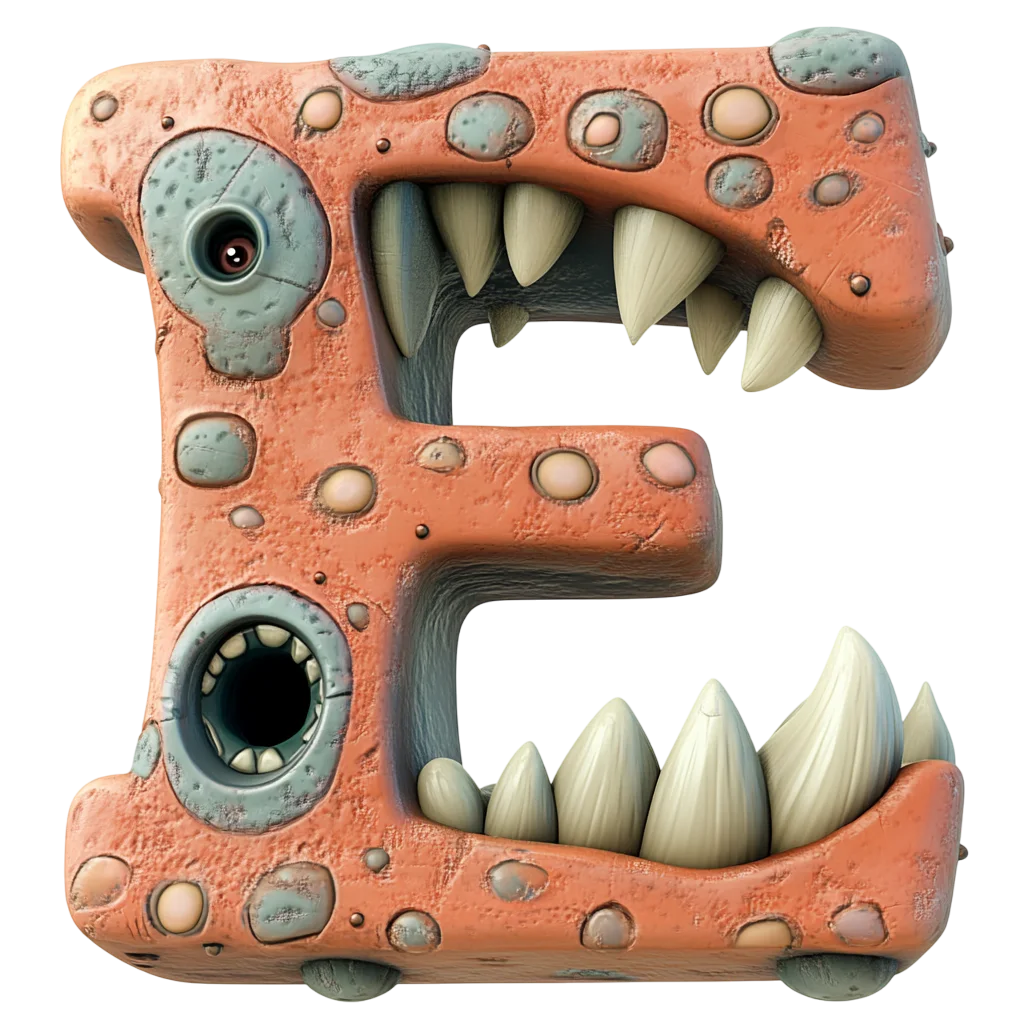 Spooky Cute Monster Alphabet Letter E Free PNG