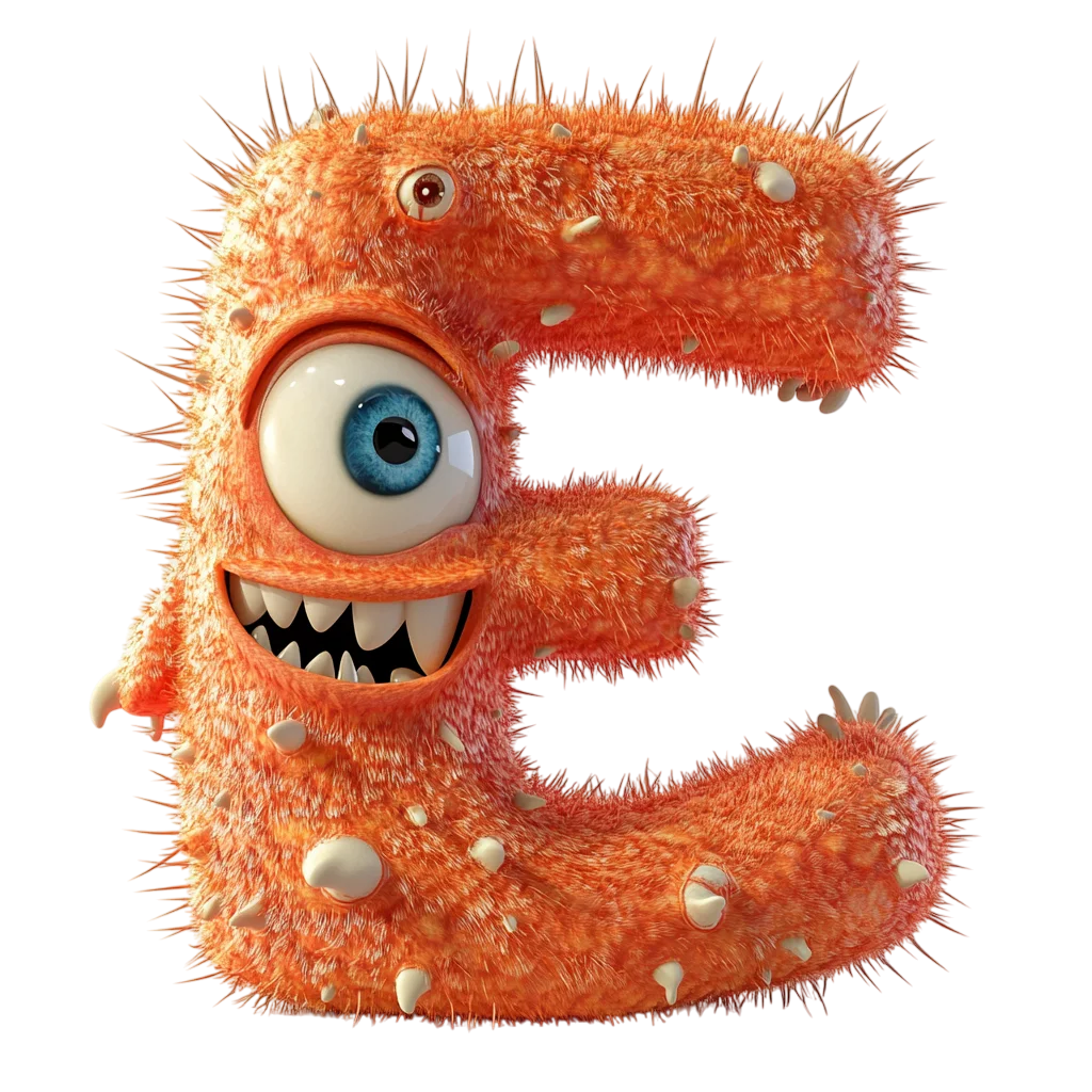 Spooky Cute Monster Alphabet Letter E Free PNG