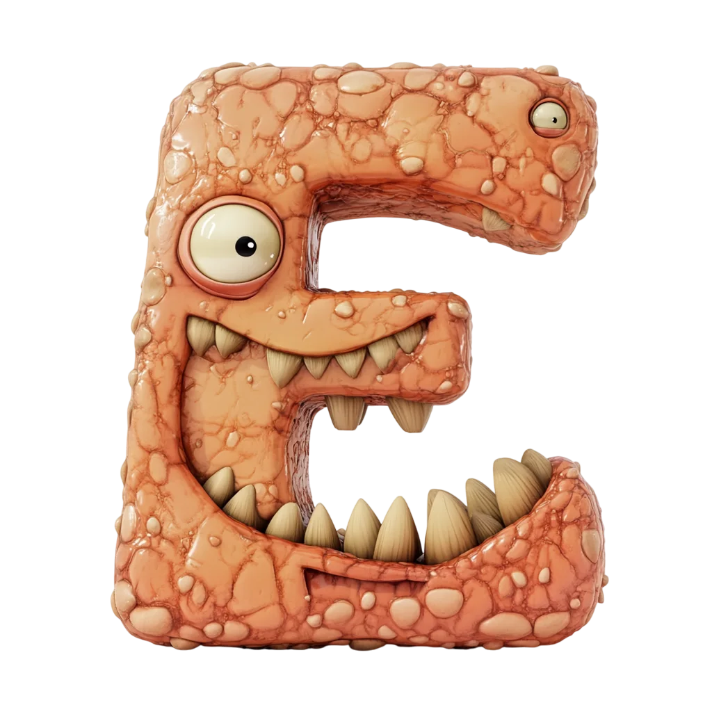 Spooky Cute Monster Alphabet Letter E Free PNG