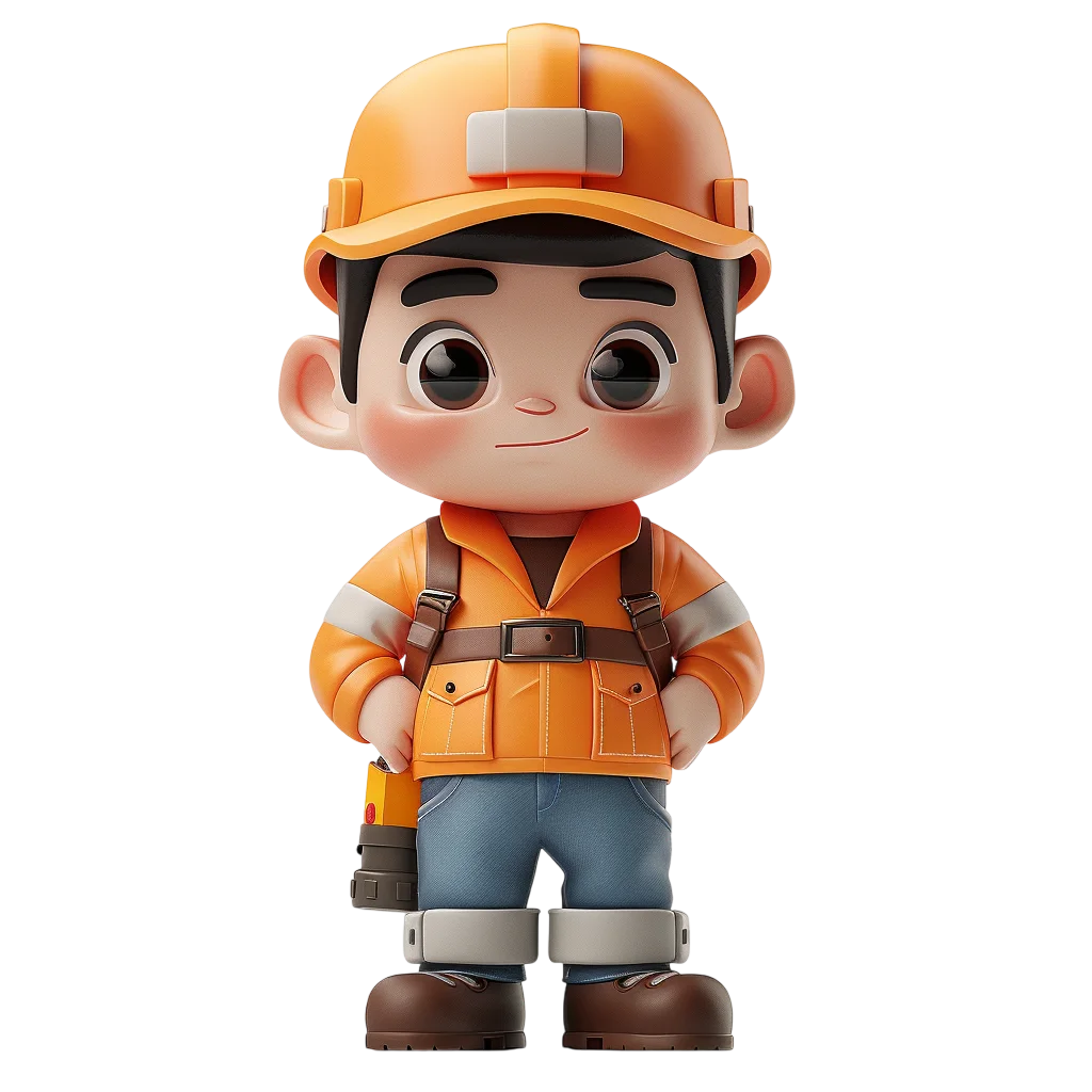 Cute Chibi Construction Worker Boy Free PNG