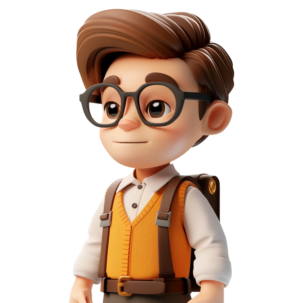 Cute Chibi School Boy With Glasses Free PNG