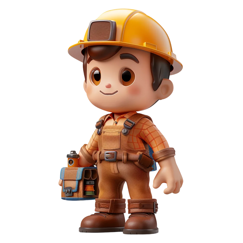 Cute Chibi Construction Worker Boy Free PNG