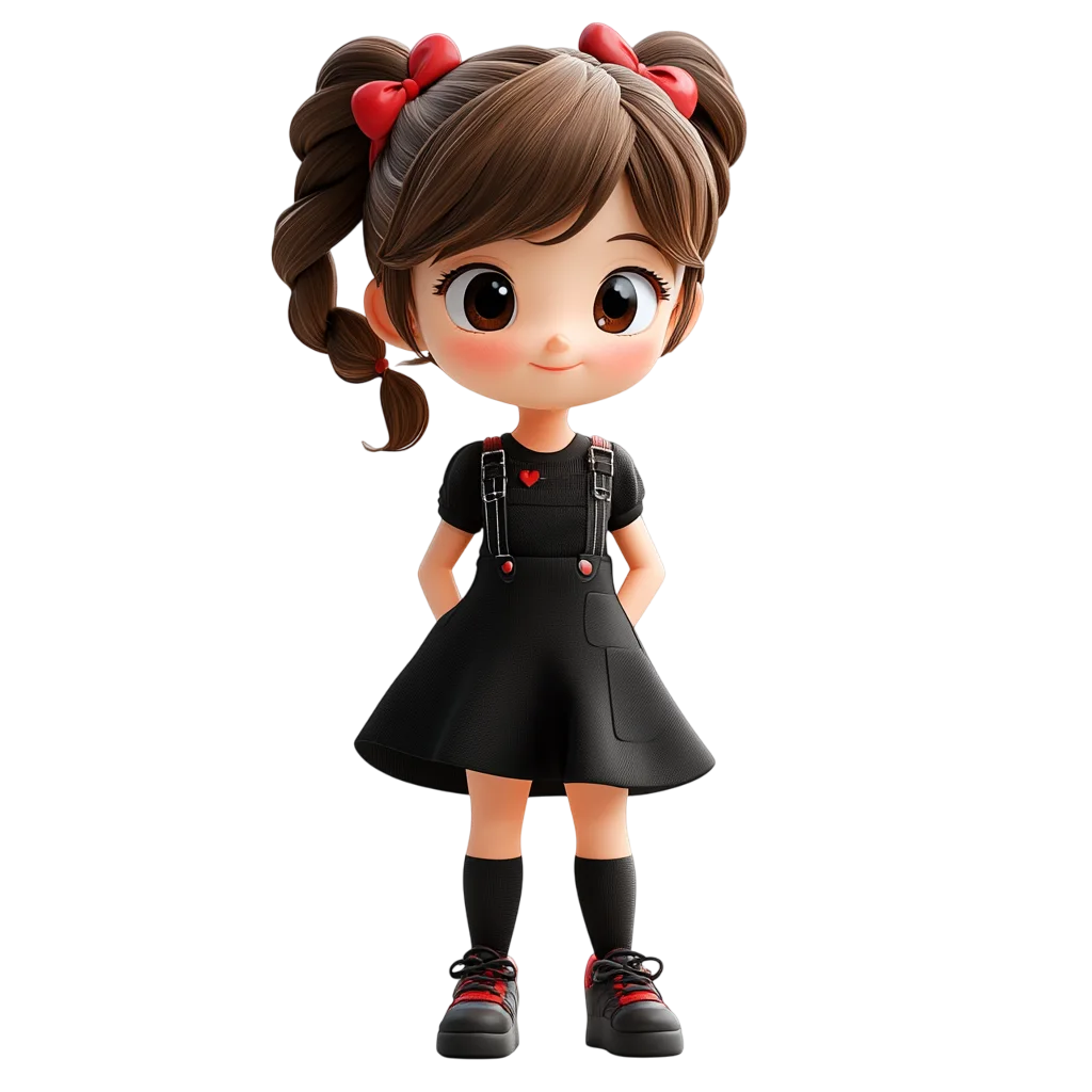 Cute Chibi Gothic Girl Character Free PNG