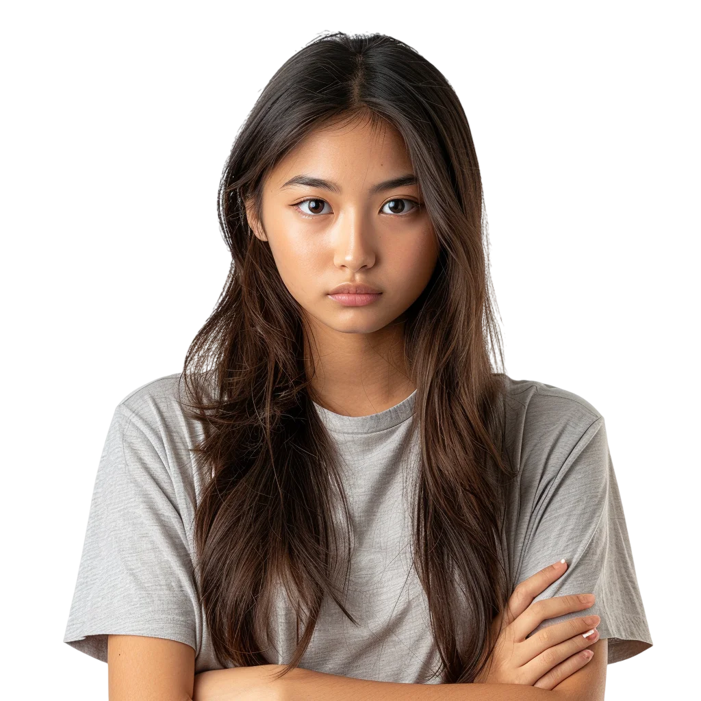 Serious Young Woman Folding Arms Free PNG