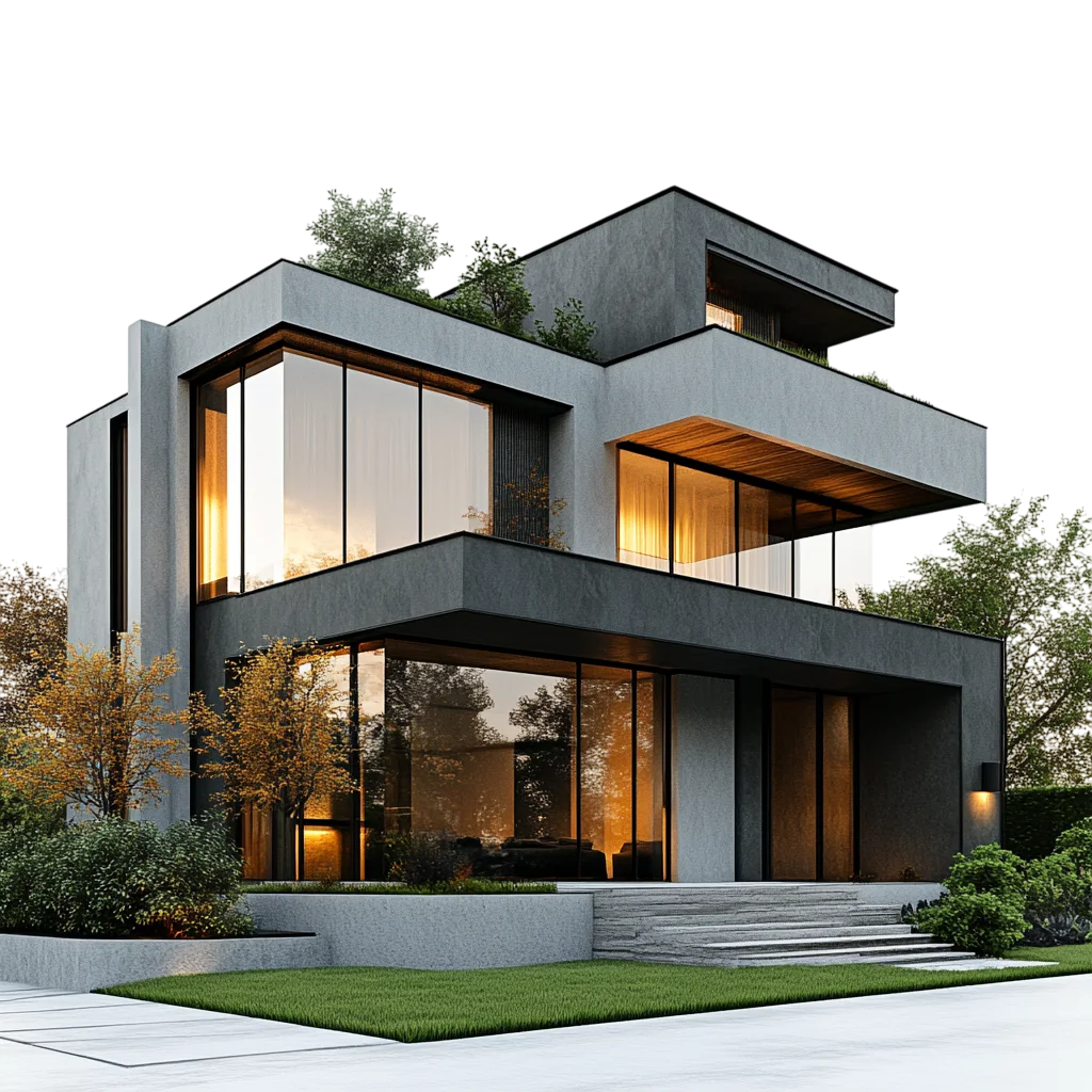 Modern Luxury Two Story House Architecture Free PNG