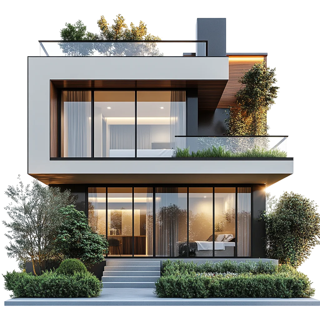Modern Luxury Two Story House Free PNG