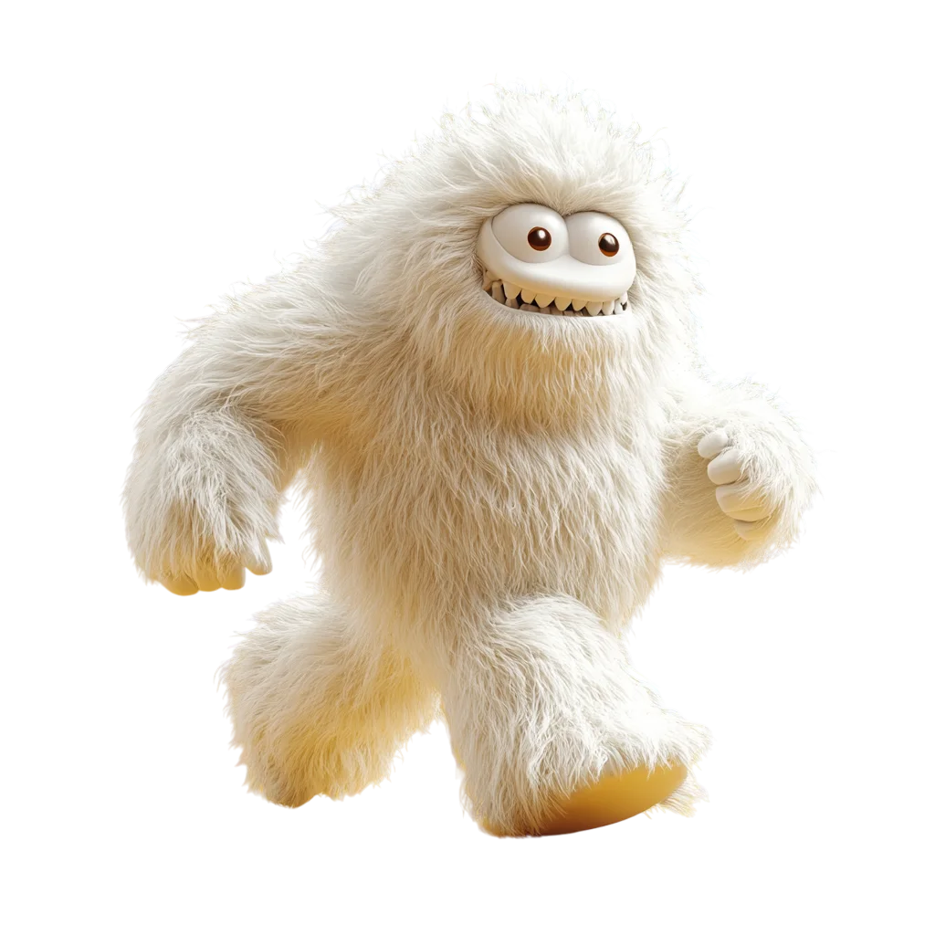 Cute Fluffy White Yeti Monster Free PNG