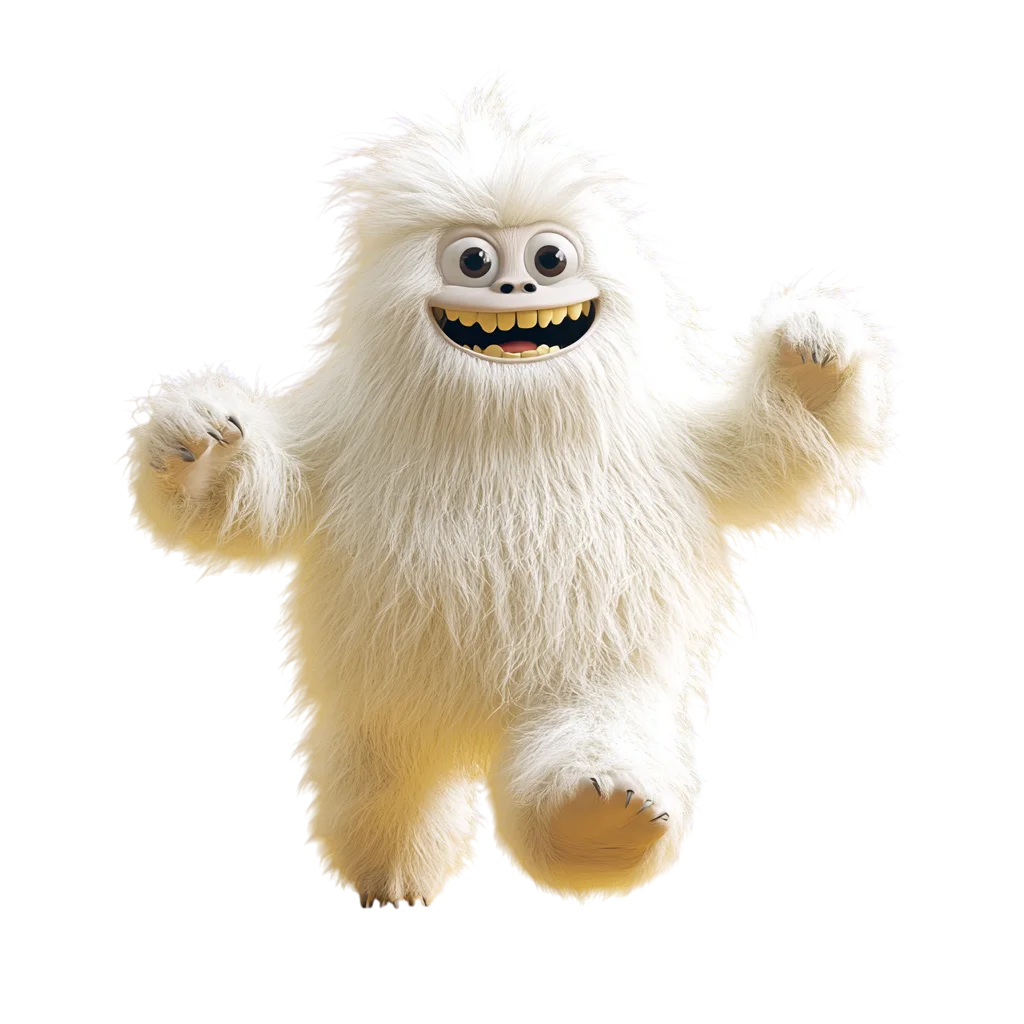 Cute Fluffy White Yeti Monster Free PNG