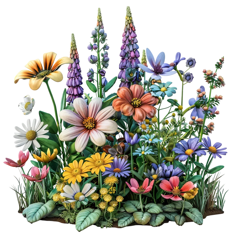Wild Spring Flowers Garden Bush Free PNG