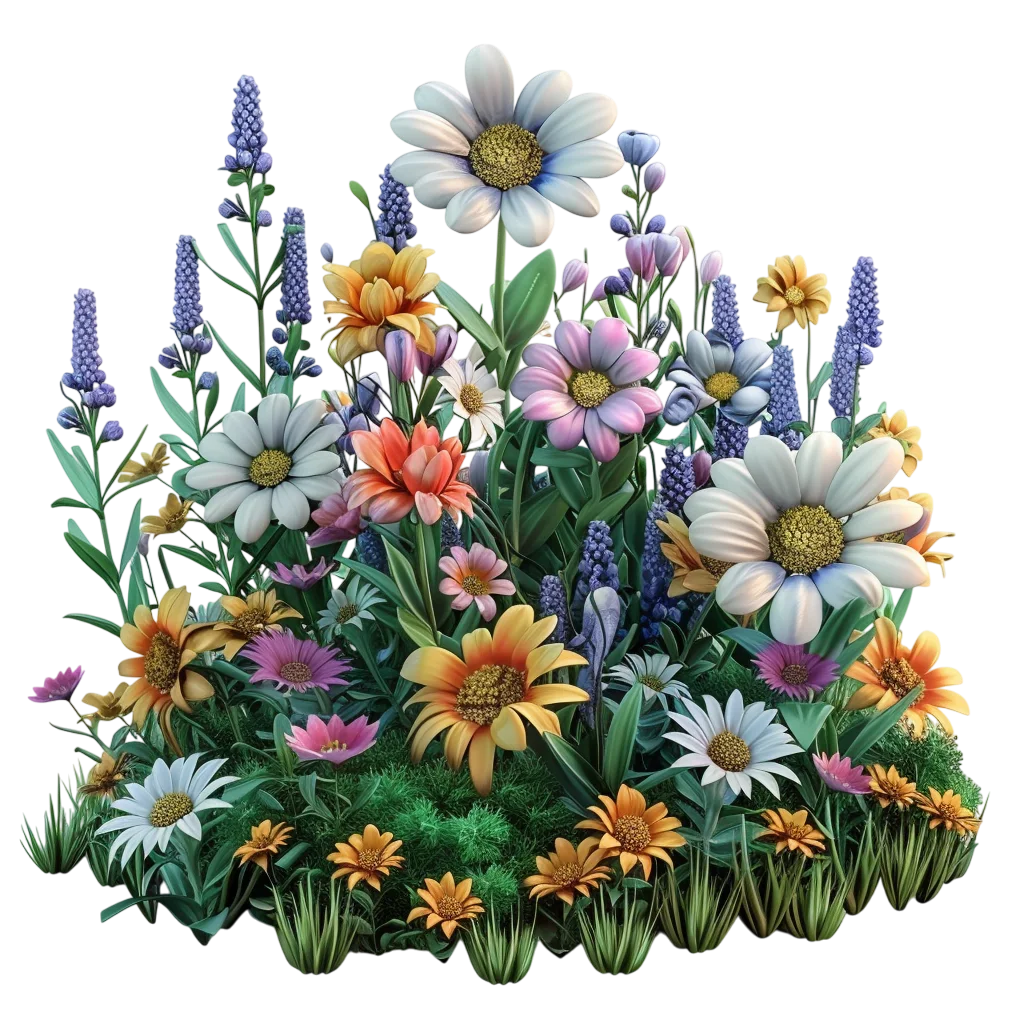 Wild Spring Flowers Garden Bush Free PNG